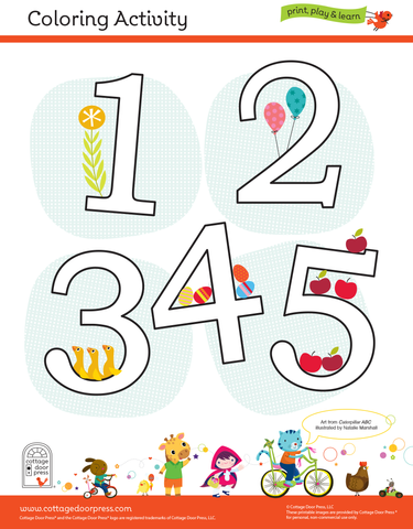 Free Coloring Activity for Toddlers and Preschool Numbers 1-5
