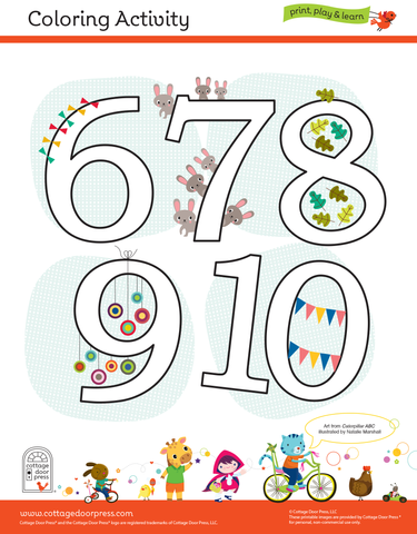Free Coloring Activity for Toddlers and Presschool Numbers 6-10